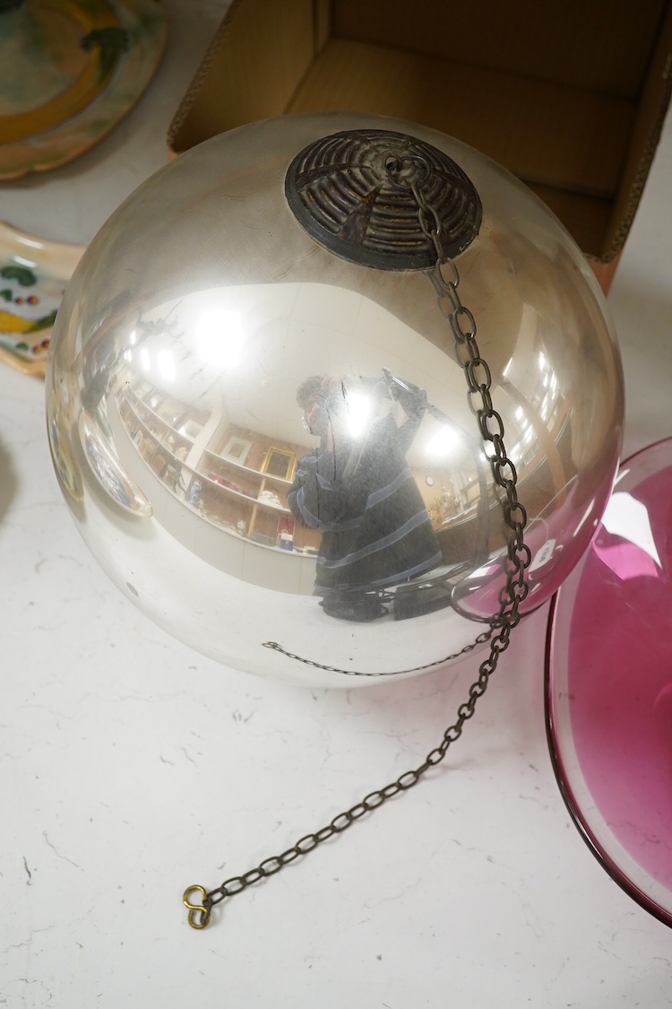 An early 20th century silver witches ball